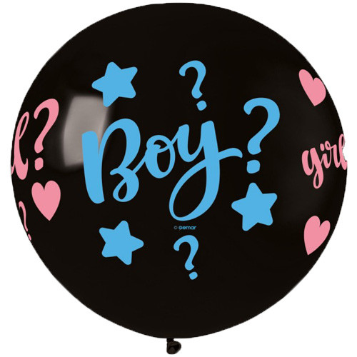 31" Black Gender Reveal Gemar Latex Balloon (1)