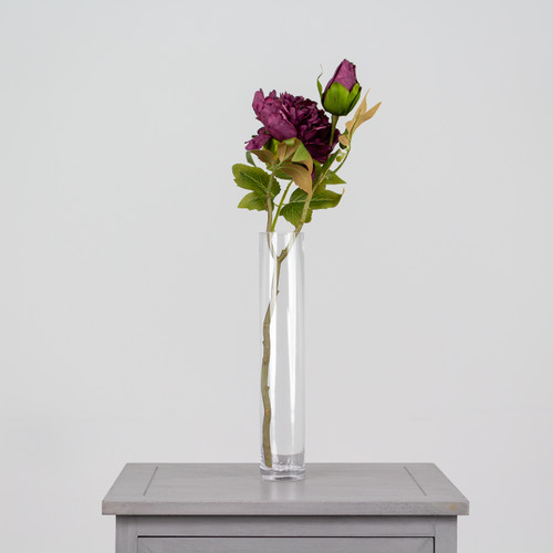 52cm Dried Touch Aubergine Open Peony Stem