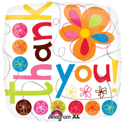 18 inch Thank You Colourful Flowers Square Foil Balloon (1)