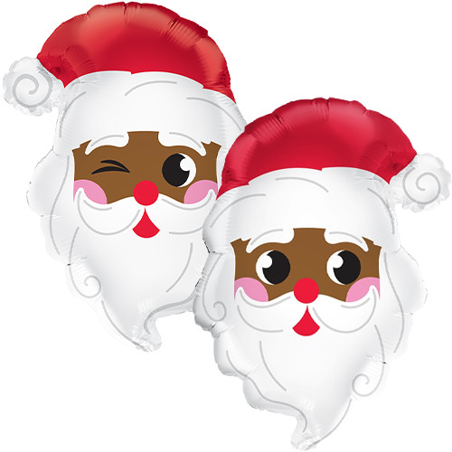 A 22 inch Santa Head Dark Skin Foil Balloon, manufactured by Prima!