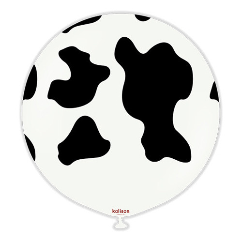 A 24 inch Safari Country Cow White Latex Balloon, manufactured by Kalisan!