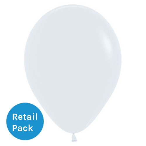 A white balloon with a 12 inch diameter, manufactured by Sempertex. A white balloon with a 12 inch diameter, manufactured by Sempertex.