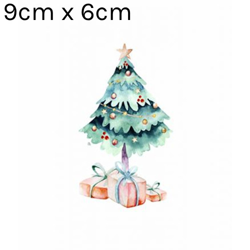 A pack of 50 Christmas tree presents message cards.