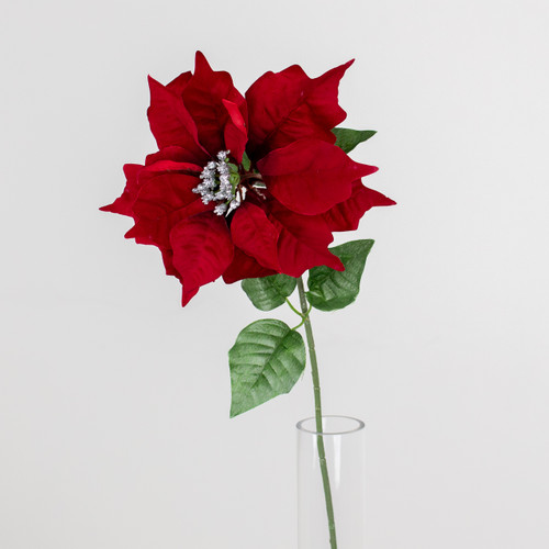 64cm Red Velvet Poinsettia with Glitter Centre (1)