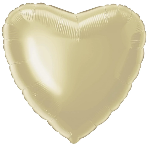 18" Solid White Gold Heart Foil Balloon (1) - UNPACKAGED
