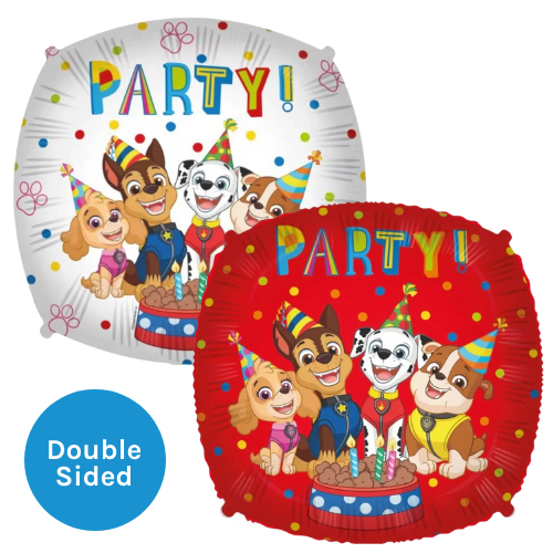 A Paw Patrol party double sided character foil balloon, manufactured by Procos.
