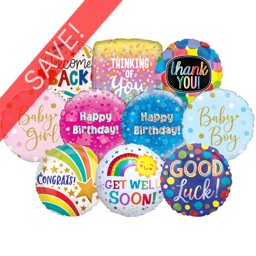 18 inch Occasion & Messages Foil Pack (50 Balloons)