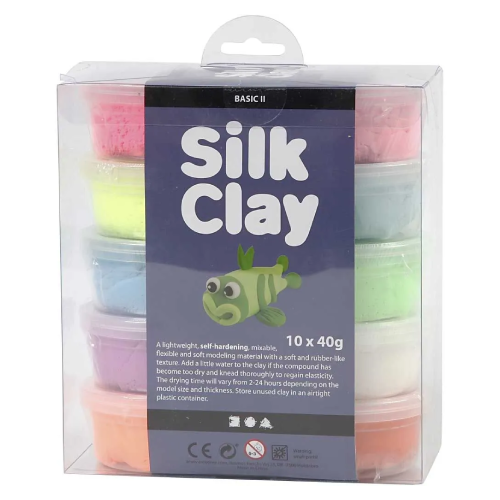 A set of 10 assorted tubs of Silk Clay in Light Colours!