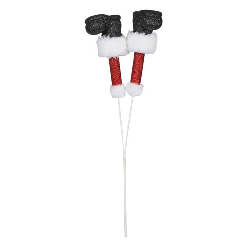 A 46cm Santa leg with boots pick decoration. A 46cm Santa leg with boots pick decoration.