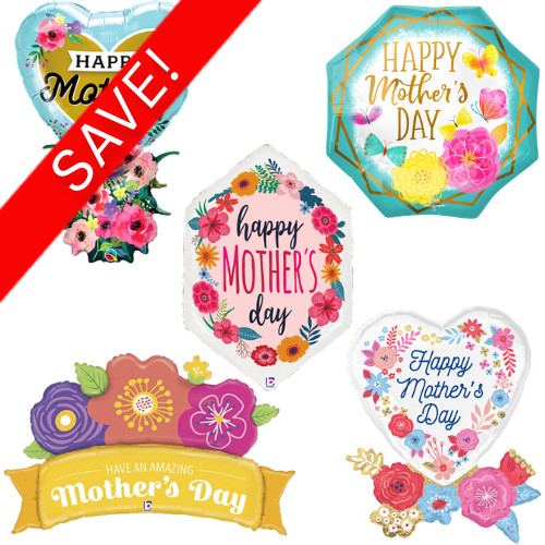 A pack of 25 Mother's Day Supershape Foil balloons.