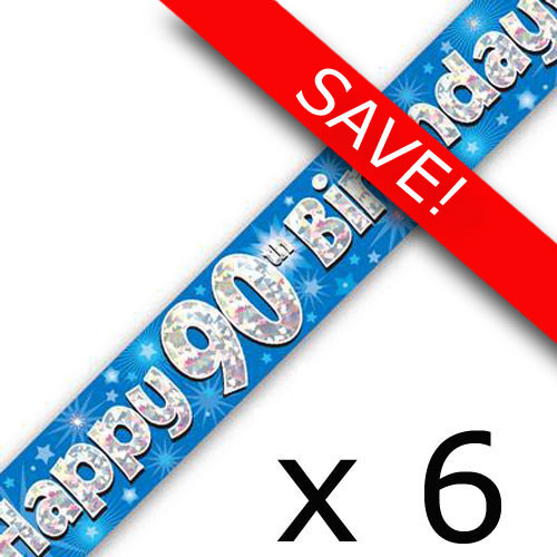 Pack of 6 90th Birthday Blue Banner - 2.7m (1)