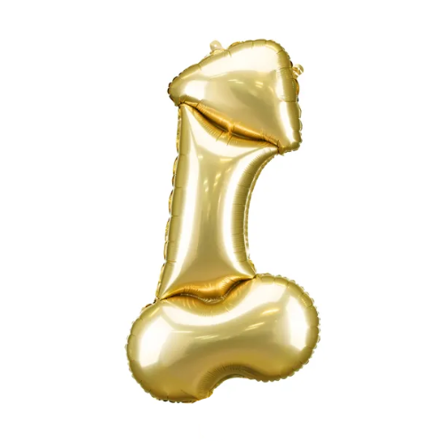 An uncensored gold p***s foil balloon