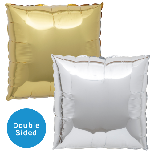 A 24 inch Silver & Gold Squared Foil Balloon, manufactured by Tuftex. A 24 inch Silver & Gold Squared Foil Balloon, manufactured by Tuftex.