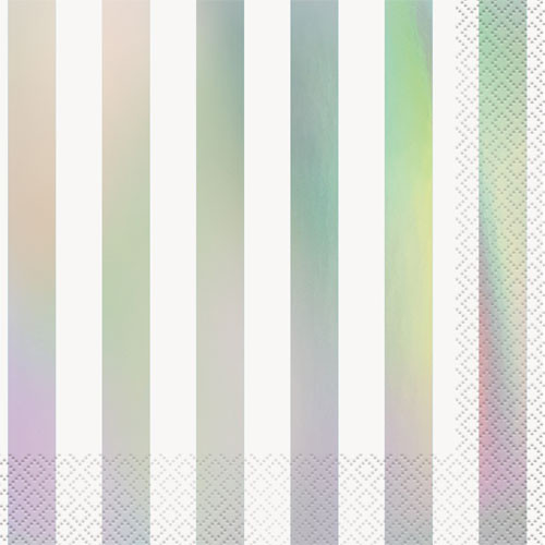 Iridescent Foil Striped Paper Napkins (16)