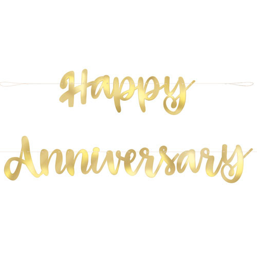 Happy Anniversary Gold Foil Script Banner - 1.82m (1)