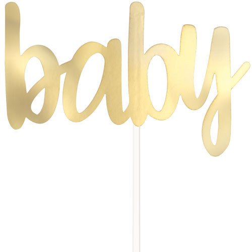 Gold Foil Baby Script Cake Topper (1) Gold Foil Baby Script Cake Topper (1)