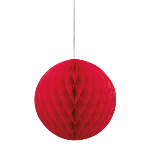 8 inch Red Honeycomb Tissue Paper Ball (1)