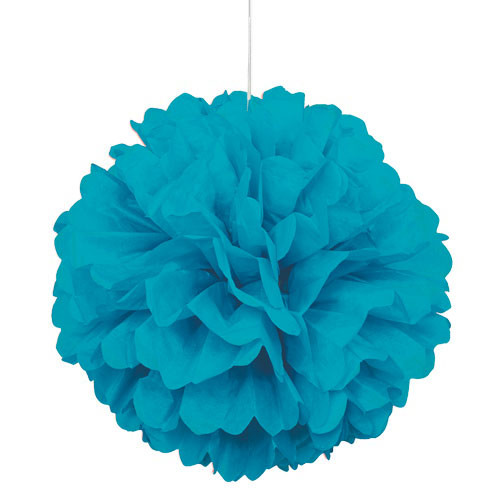 16 inch Teal Tissue Paper Décor Puff Ball (1)