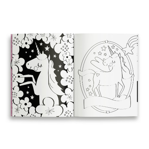 A unicorn-themed colouring book (inside)