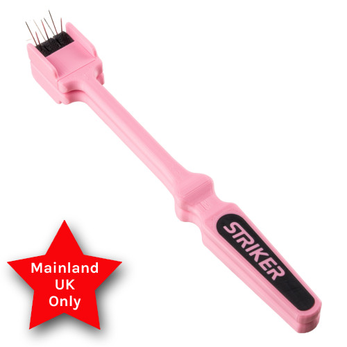A pastel pink balloon striker tool