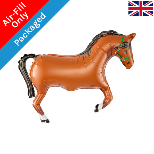 A 16 inch brown horse foil balloon, manufactured by Oaktree. A 16 inch brown horse foil balloon, manufactured by Oaktree.