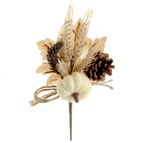 A White/Brown Pumpkin & Wheat Branch, measuring approx. 29cm!