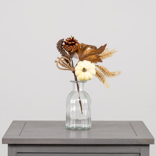 A White/Brown Pumpkin & Wheat Branch, measuring approx. 29cm!