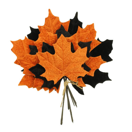 A bundle of 6 orange & black maple leaves, measuring approx. 25cm! A bundle of 6 orange & black maple leaves, measuring approx. 25cm!