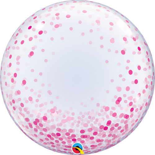 24 inch Pink Confetti Dots Deco Bubble Balloon (1)