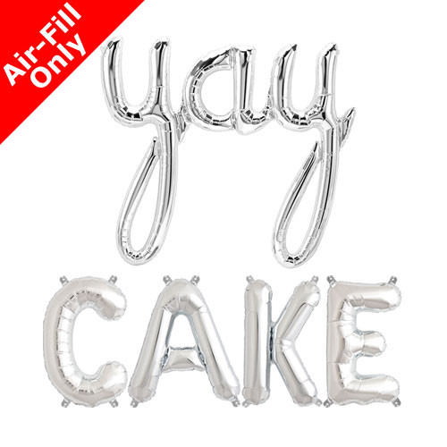 YAY CAKE - 16 inch Silver Foil Letters & Script Pack (1)