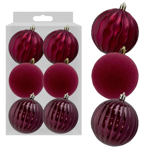 8cm Dark Red Baubles (6)