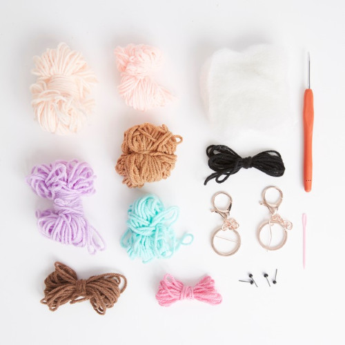 A Boba Tea & Doughnut Keyring Crochet Kit.