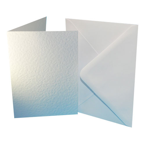 A Pack of 50 A6 White Hammered Cards & Envelopes. A Pack of 50 A6 White Hammered Cards & Envelopes.