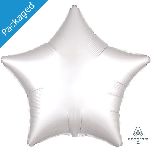 18" White Satin Star Foil Balloon (1)