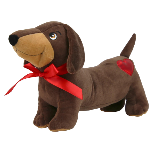 A 7 inch Valentine's Dachshund Soft Toy with a Red Bow. A 7 inch Valentine's Dachshund Soft Toy with a Red Bow.