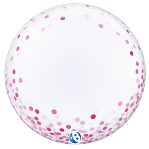 A 24" Pink Confetti T-Bubble Balloon.