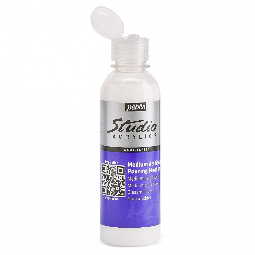 A 250ml Bottle of Studio Acrylics Pouring Medium, manufactured by Pebeo.