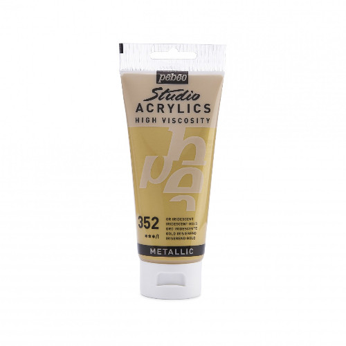 A 100ml Tube of Metallic Gold Studio Acrylic Paint, manufactured by Pebeo.