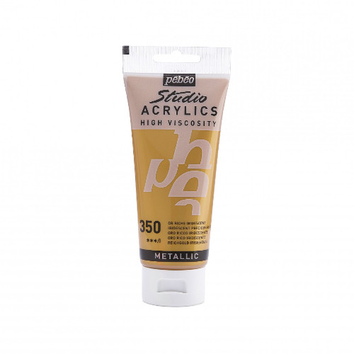 A 100ml Tube of Metallic Rich Gold Studio Acrylic Paint, manufactured by Pebeo. A 100ml Tube of Metallic Rich Gold Studio Acrylic Paint, manufactured by Pebeo.