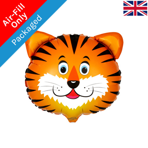 A 10 inch Tiger Head Foil Balloon, manufactured by Oaktree.