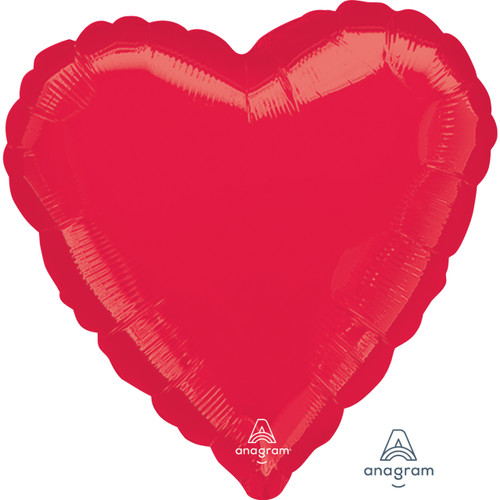 An unpackaged 28" Red Metallic Heart Foil Balloon, manufactured by Anagram.