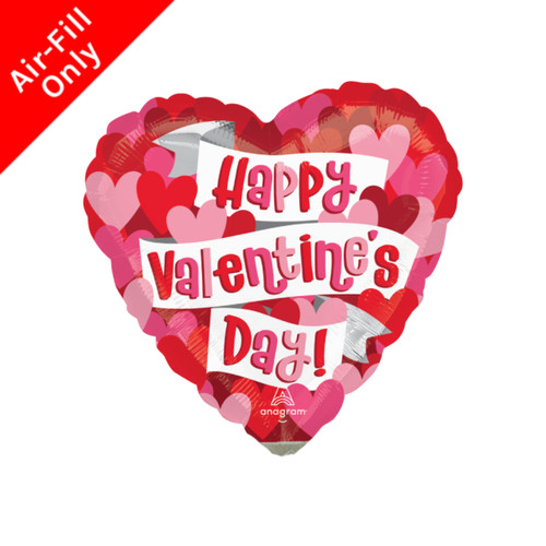 A 9 inch Playful Valentines Hearts Foil Balloon, manufactured by Anagram.