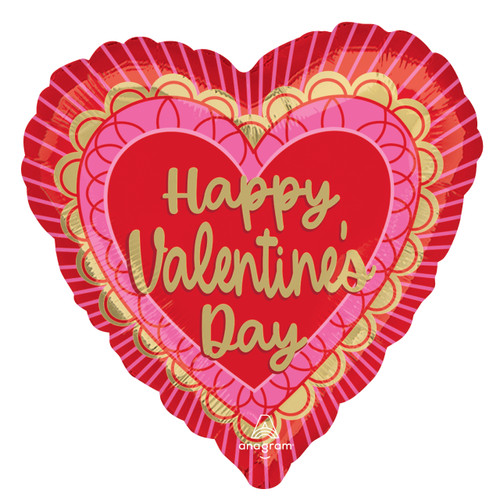 An 18 inch Valentines Scalloped Sweethearts Foil Balloon, manufactured by Anagram.