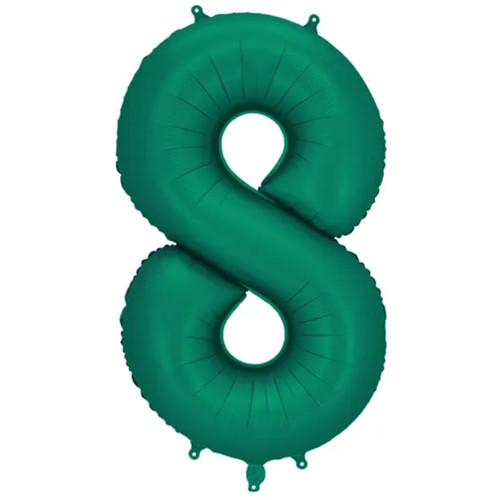A 34 inch Bottle Green Number 8 Foil Balloon, manufactured by PartyDeco. A 34 inch Bottle Green Number 8 Foil Balloon, manufactured by PartyDeco.