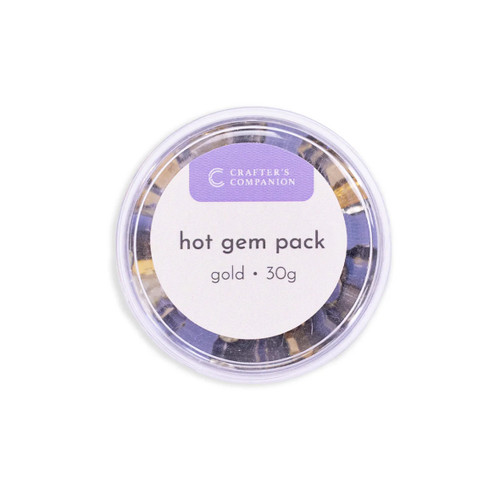 A 30g pot of Gold Hot Gems, manufactured by Crafter's Companion.