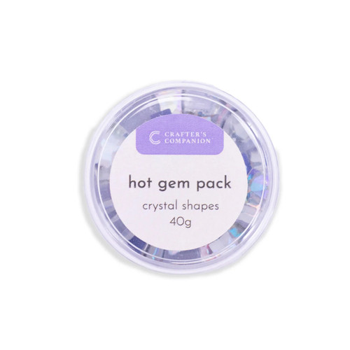 A 40g pot of Crystal Shape Hot Gems, manufactured by Crafter's Companion.