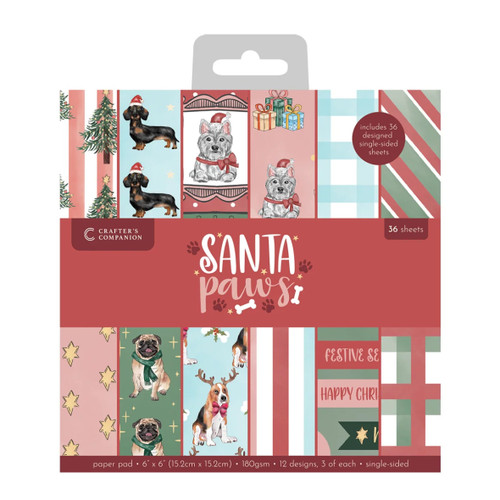 A 6" x 6" Santa Paws Paper Pad, manufactured by Crafter's Companion. A 6" x 6" Santa Paws Paper Pad, manufactured by Crafter's Companion.