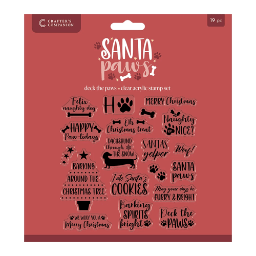A Santa Paws Deck The Paws Clear Acrylic Stamp, manufactured by Crafter's Companion.