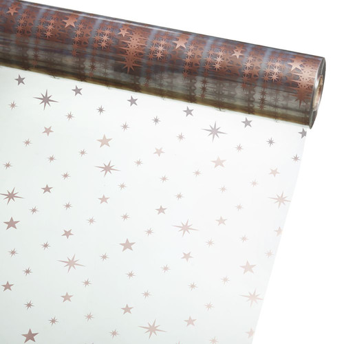 A Roll of Rose Gold Modern Star Clear Film, measuring 80cm x 100m. A Roll of Rose Gold Modern Star Clear Film, measuring 80cm x 100m.