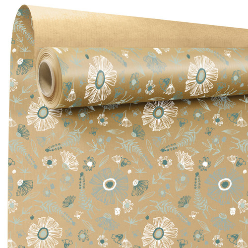 A roll of Regola green patterned natural kraft paper, manufactured by Clayrtons. A roll of Regola green patterned natural kraft paper, manufactured by Clayrtons.